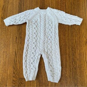 Hope & Henry 3-6 Months Cozy Cable Knit Baby One Piece - Light Gray